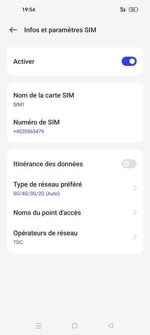Sélectionnez Type de réseau préféré