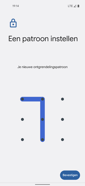 Teken het ontgrendelingspatroon nogmaals en selecteer Bevestigen