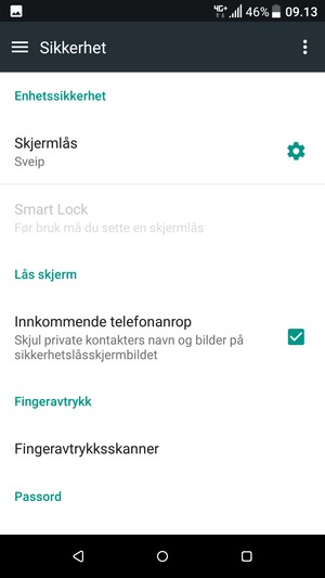 Velg Skjermlås