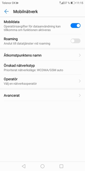 För att byta nätverk om nätverksproblem uppstår, välj Operatör