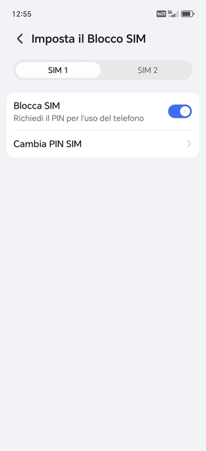 Seleziona SIM 1 o SIM 2  e poi Cambia il PIN della SIM
