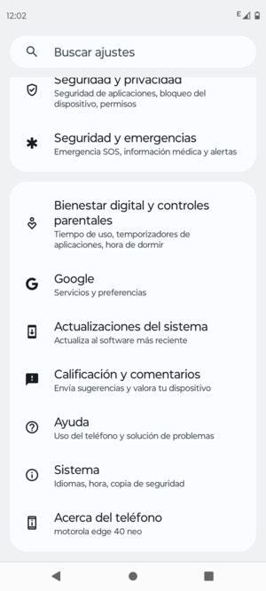 Desplácese y seleccione Actualizaciones del sistema