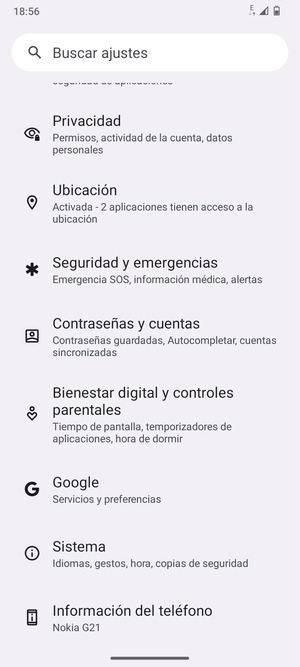 Desplácese y seleccione Sistema