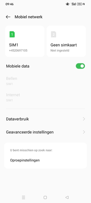 Selecteer SIM1 of SIM2