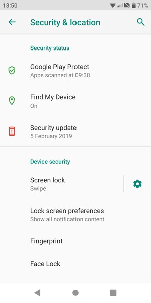 Select Screen lock