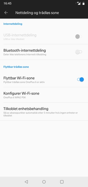 Telefonen din er konfigurert for bruk som et modem