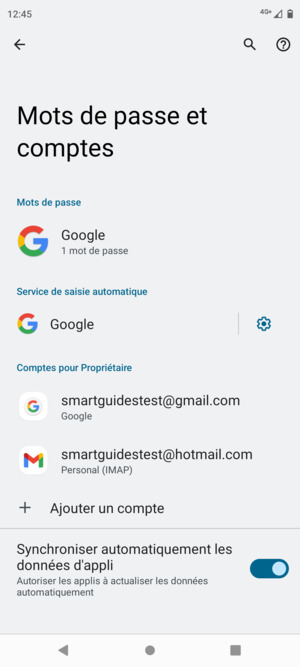 Sélectionnez votre compte Google