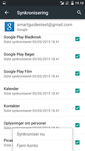 Vælg Synkroniser nu