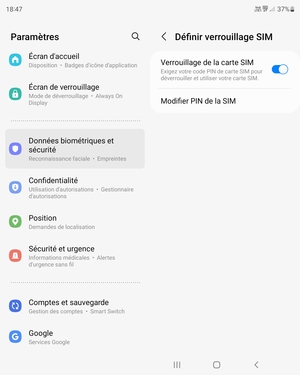 Sélectionnez Modifier PIN de la SIM