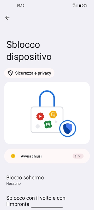 Seleziona Blocco schermo