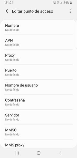 Introduzca la información de Internet