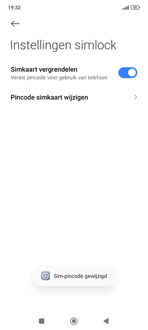 Uw Sim-pincode is gewijzigd