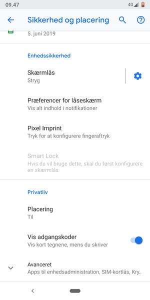 Scroll til og vælg Placering