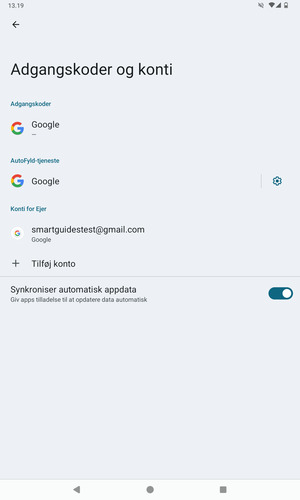 Vælg din Google konto