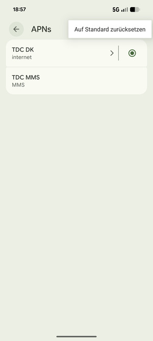 Wählen Sie Auf Standard zurücksetzen