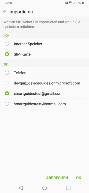 Wählen Sie SIM-Karte