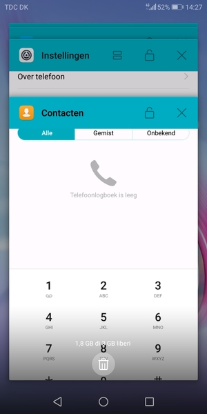 Selecteer het Verwijderen-pictogram om alle actieve apps te sluiten