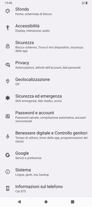 Scorri e seleziona Password e account