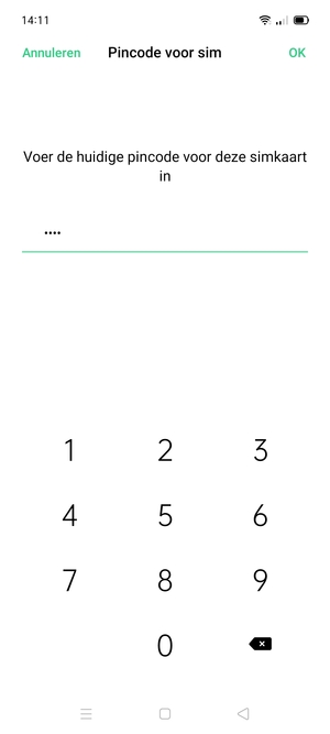 Voer Huidige pincode voor simkaart in en selecteer OK