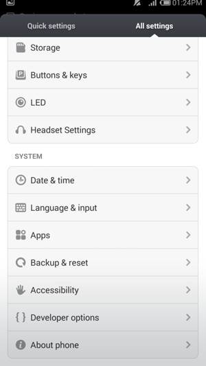Scroll to and select About phone