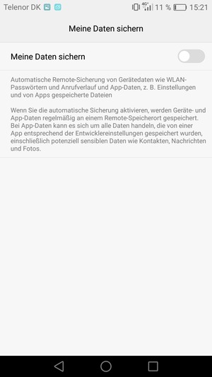 Schalten Sie Meine Daten sichern ein