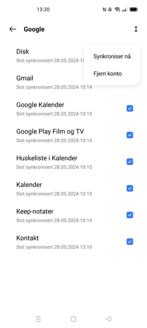 Velg Synkroniser nå
