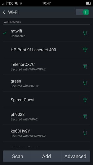You are now connected to the Wi-Fi network