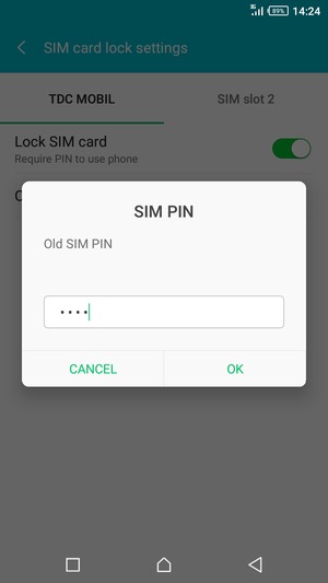 Enter your Old SIM PIN and select OK