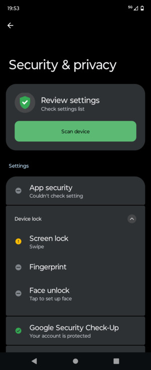 Select Screen lock