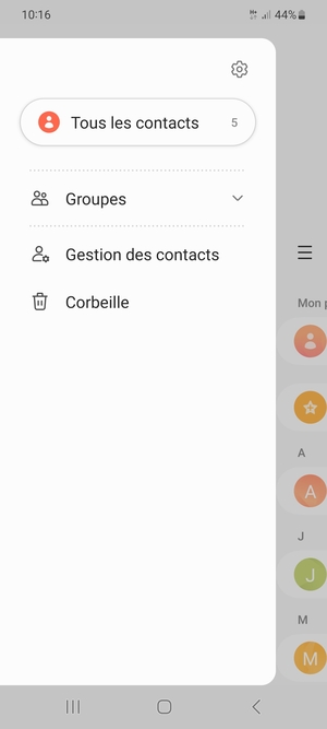 Sélectionnez Gestion des contacts