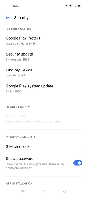 Scroll to and select  SIM card lock