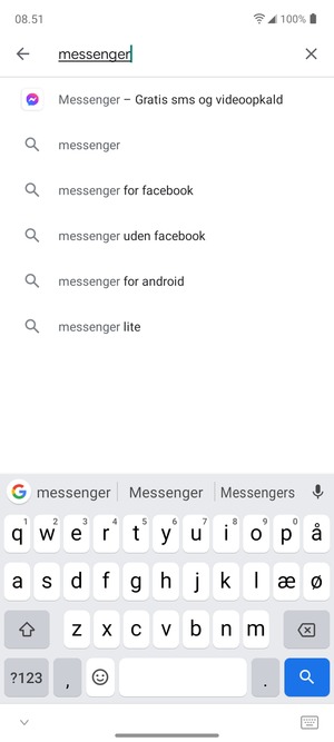 Indtast navnet på appen og vælg Søg