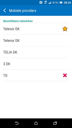 Selecteer een netwerkoperator uit de lijst