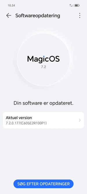 Hvis din telefon er opdateret, vil du se følgende skærmbillede