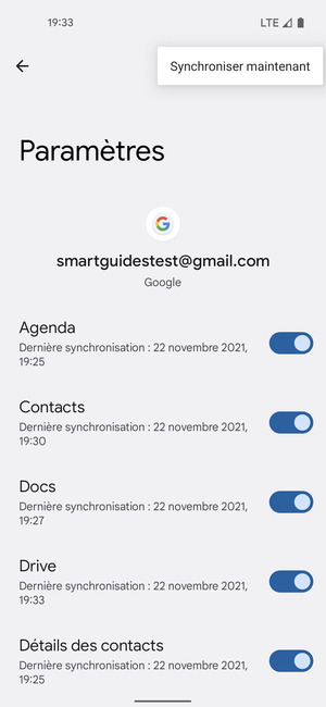 Sélectionnez Synchroniser maintenant