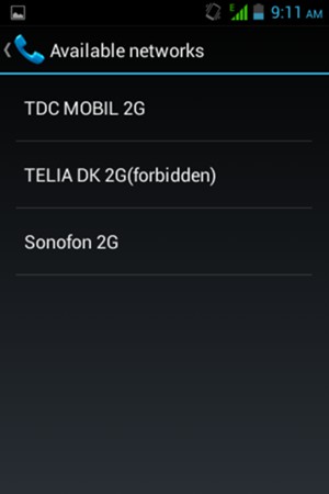 Select a network operator from the list