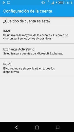 Seleccione IMAP o POP3