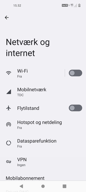 Vælg Hotspot og netdeling