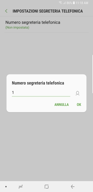 Inserisci Numero segreteria telefonica e seleziona OK