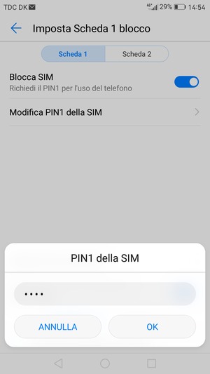 Inserisci PIN della SIM attuale e seleziona OK