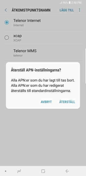 Välj ÅTERSTÄLL