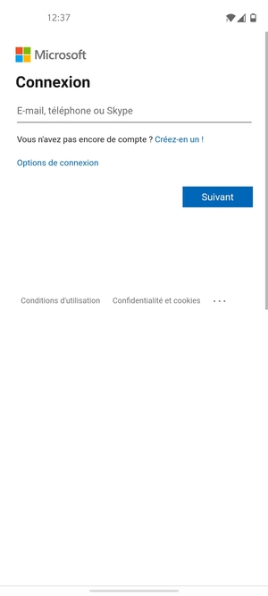 Saisissez votre adresse e-mail et sélectionnez Suivant