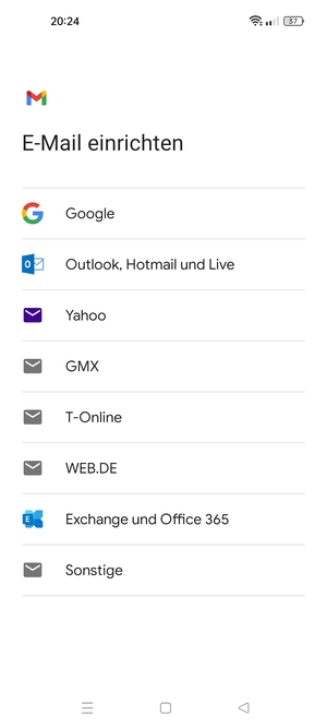 Wählen Sie Exchange und Office 365