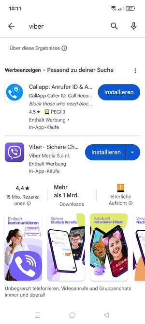 Wählen Sie die App