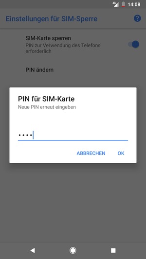 Bestätigen Sie Ihre neue PIN für SIM-Karte und wählen Sie OK