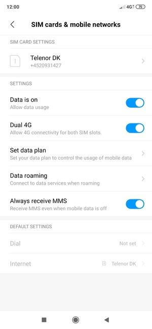Select Data roaming