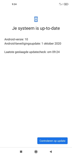 Als uw telefoon up-to-date is, zult u het volgende scherm zien