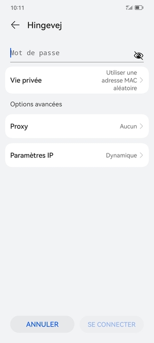 Saisissez le mot de passe du Wi-Fi et sélectionnez SE CONNECTER