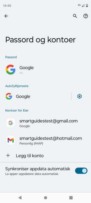 Velg din Google-konto
