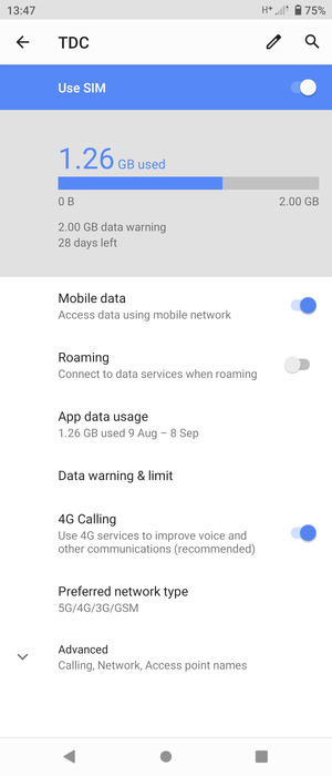 Select Preferred network type
